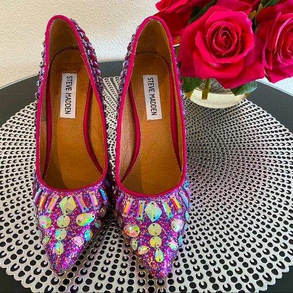 Steve Madden Galaxxie Glitzy Glam Fuchsia Party Pumps (Size 6).🌹 - Picture 8 of 16